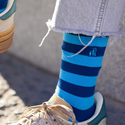 Sky Blue Striped Bamboo Socks