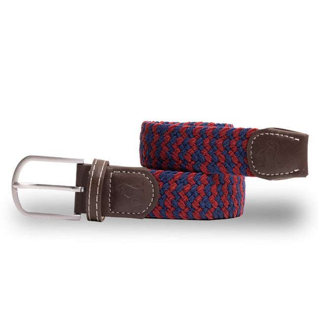 Womens Woven Belts - Woven Belt - Burgundy Zigzag