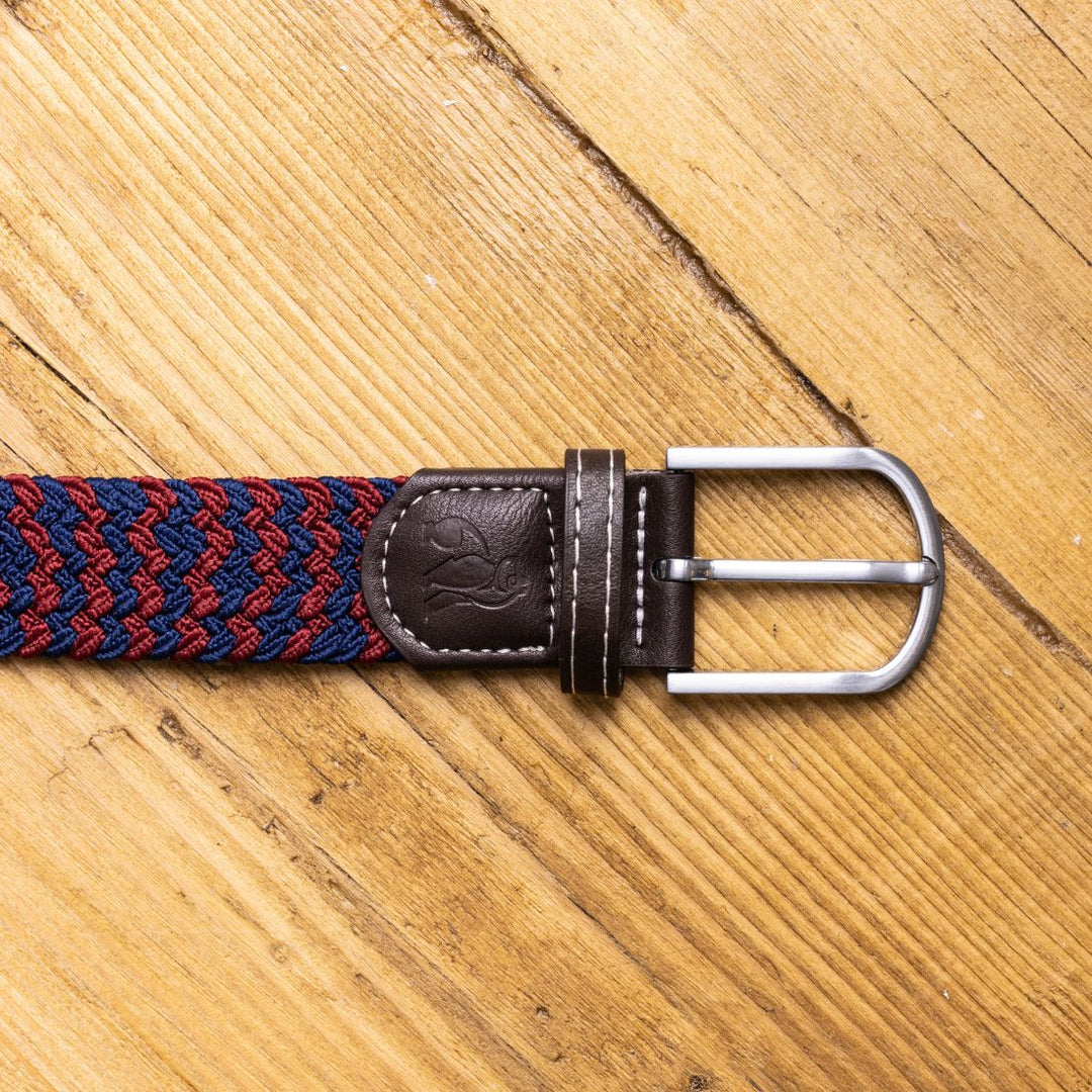 Woven Belt - Burgundy Zigzag