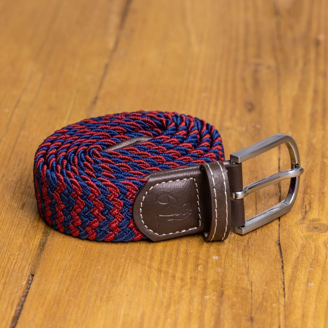 Woven Belt - Burgundy Zigzag