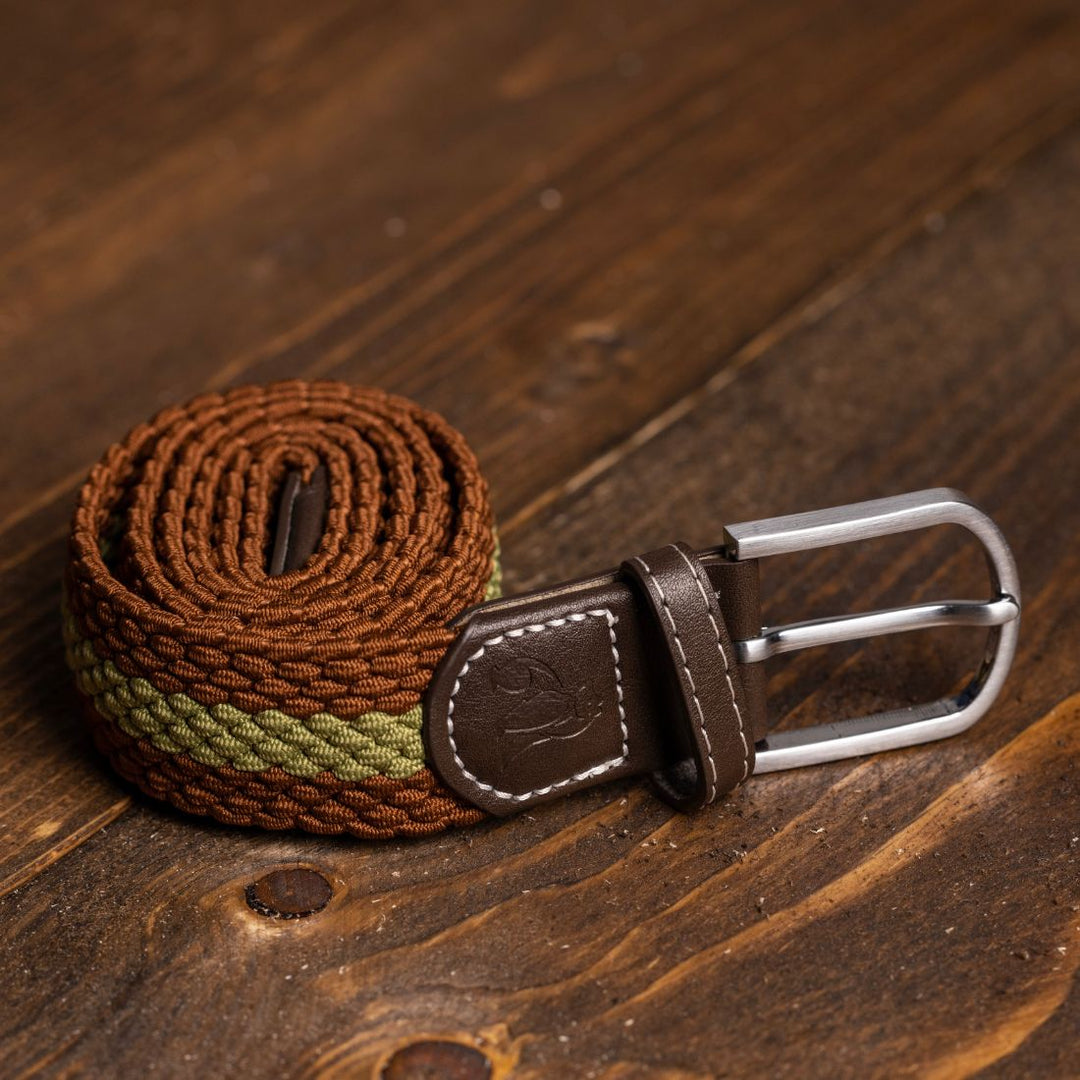 Woven Belt - Brown / Khaki Stripe