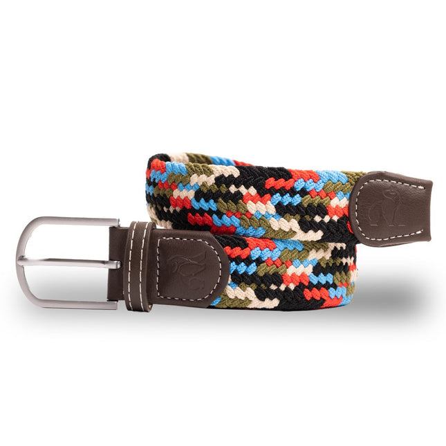 Womens Elastic Belt - Woven Belt - Multi Block Zigzag