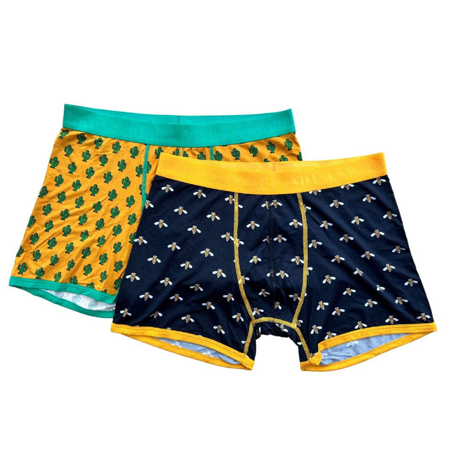 Bamboo Underwear - Bamboo Boxers 2 Pack - Bumblebee / Cactus