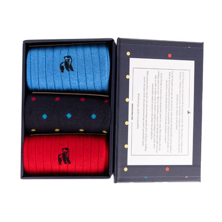 Multi Spot Sock Box - 3 Pairs of Bamboo Socks (His)