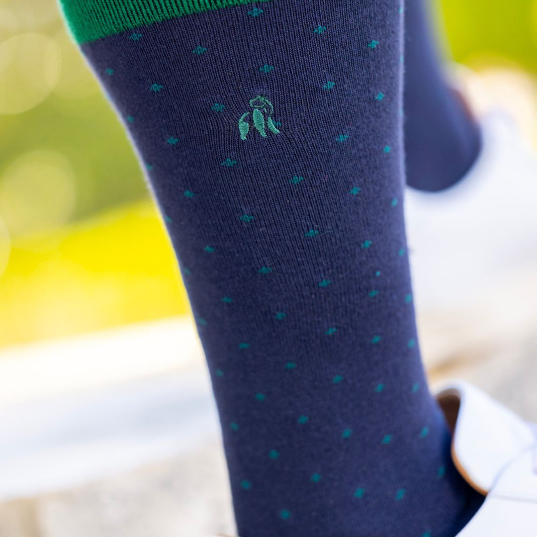 Spotted Navy Bamboo Socks