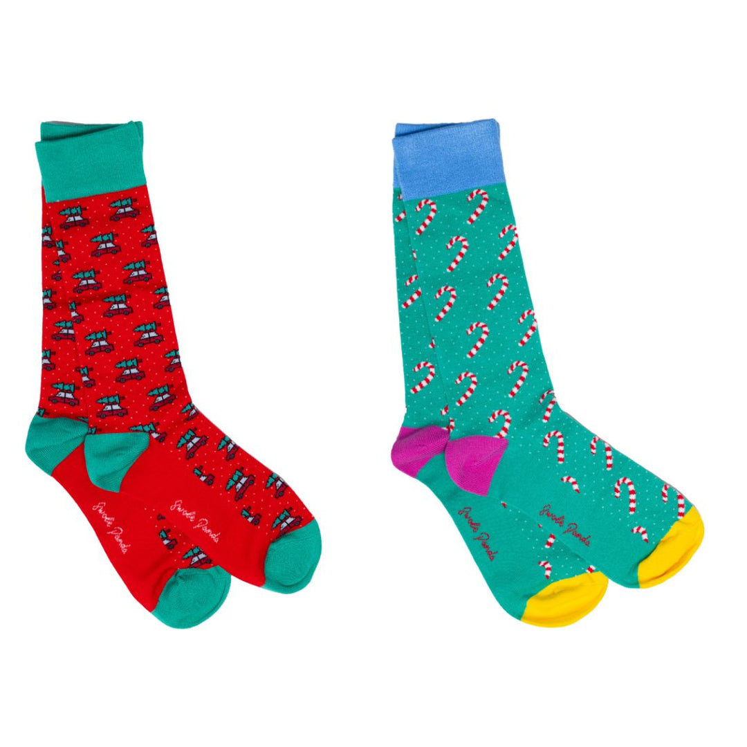 Motif Christmas Cracker - 2 Pairs of Bamboo Socks (His)