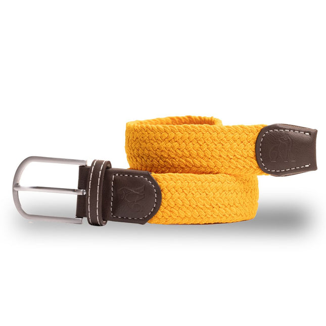 Mens Elastic Stretch Belt - Woven Belt - Yellow