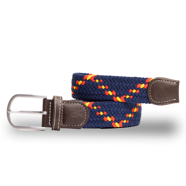 Womens Woven Belts - Woven Belt - Blue & Yellow Diagonal Stripe