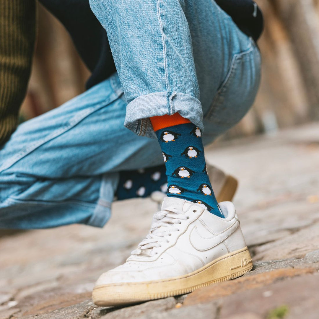 Navy Penguin Bamboo Socks