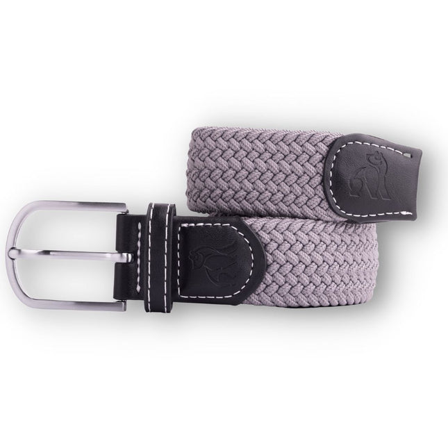 Mens Elastic Stretch Belt - Woven Belt - Grey