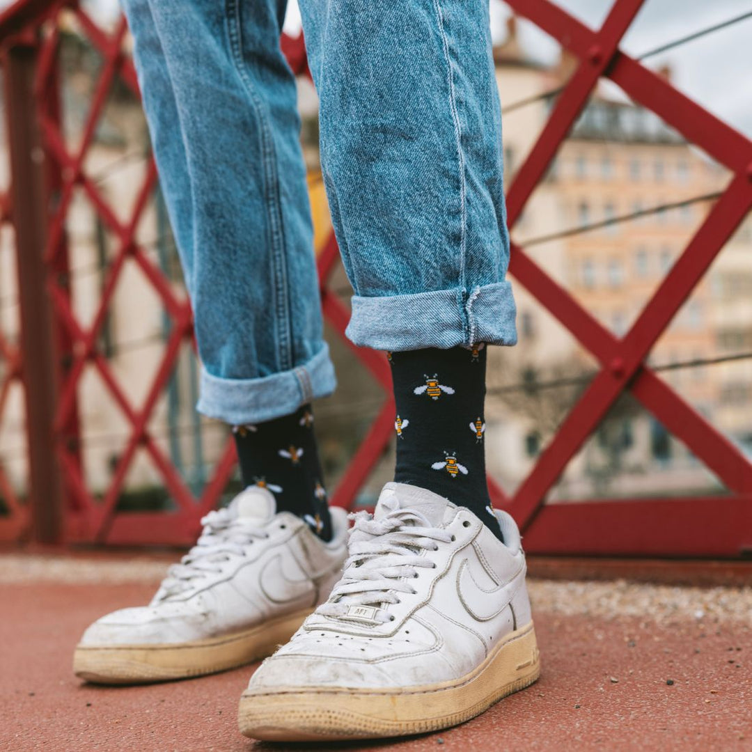 Navy Bumblebee Bamboo Socks