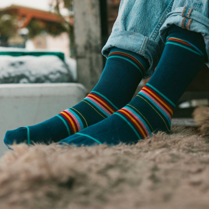 Royal Blue Multi Stripe Bamboo Socks