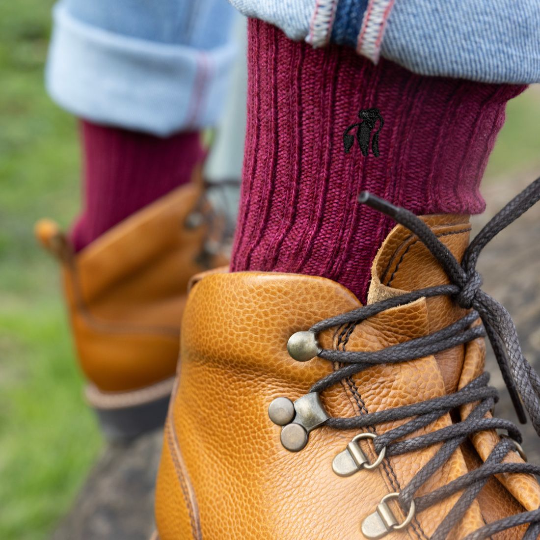 Burgundy Bamboo Boot Socks