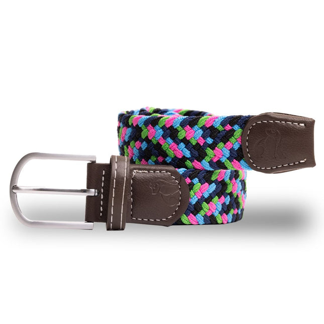 Womens Elastic Belt - Woven Belt - Neon Zigzag