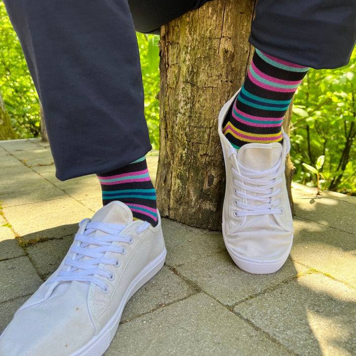 Navy Multi Striped Bamboo Socks