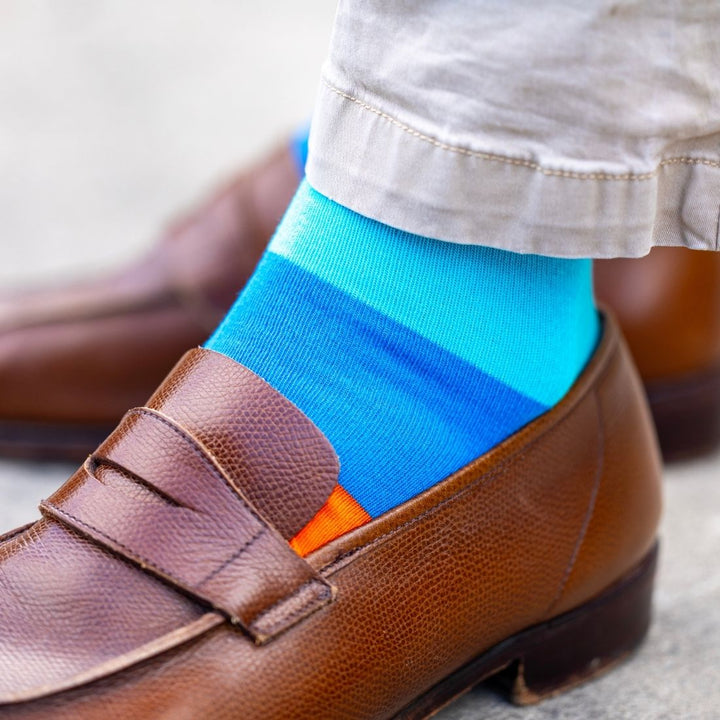 Orange & Blue Striped Bamboo Socks