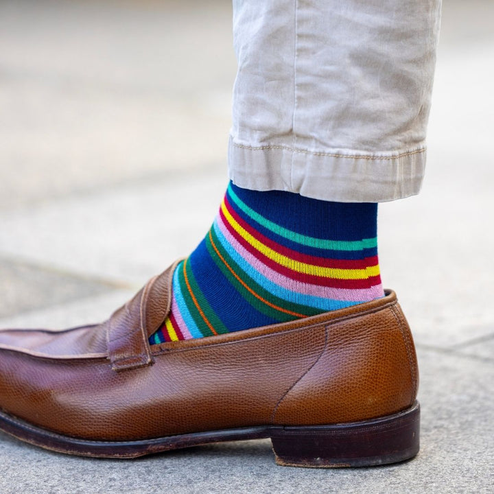 Royal Blue Multi Stripe Bamboo Socks