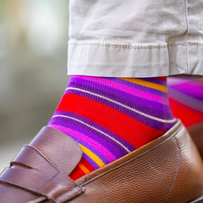 Red Multi Stripe Bamboo Socks