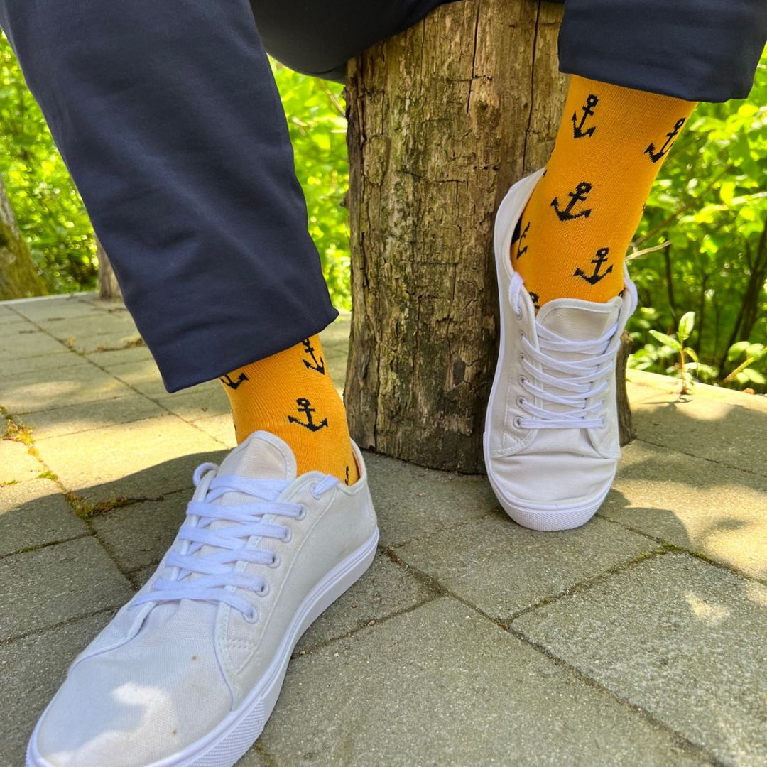 Yellow Anchor Bamboo Socks