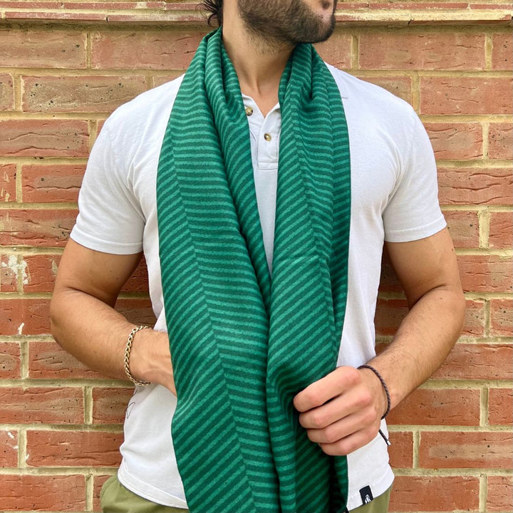 Green Herringbone Bamboo Scarf