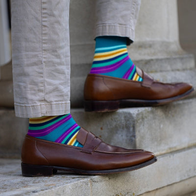 Green Multi Stripe Bamboo Socks