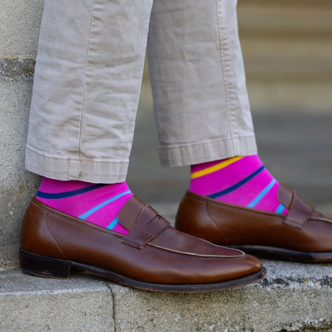 Pink Multi Stripe Bamboo Socks