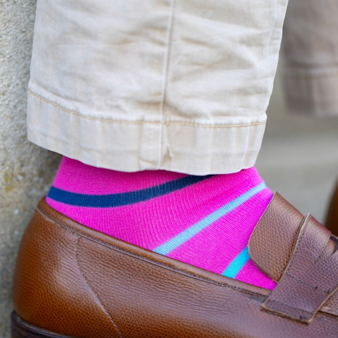 Pink Multi Stripe Bamboo Socks