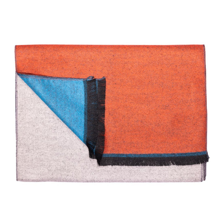 Orange, Blue & Grey Stripe Bamboo Scarf