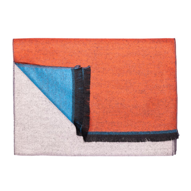 Bamboo Scarves - Orange, Blue & Grey Stripe Bamboo Scarf