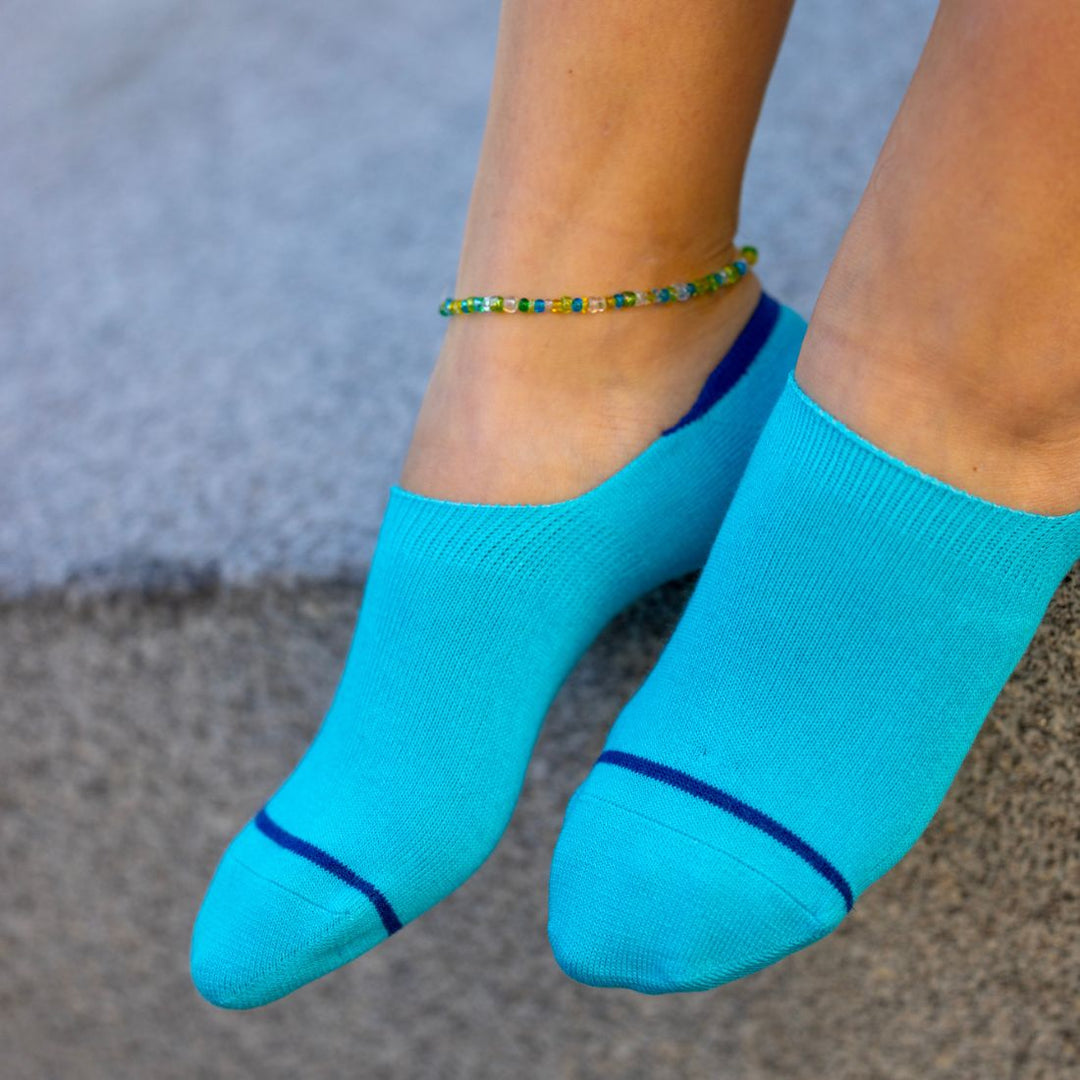 Neon Blue "No-Show" Bamboo Socks