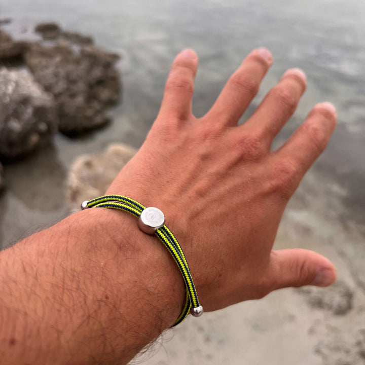 Rope Bracelet - Lime Green Stripe