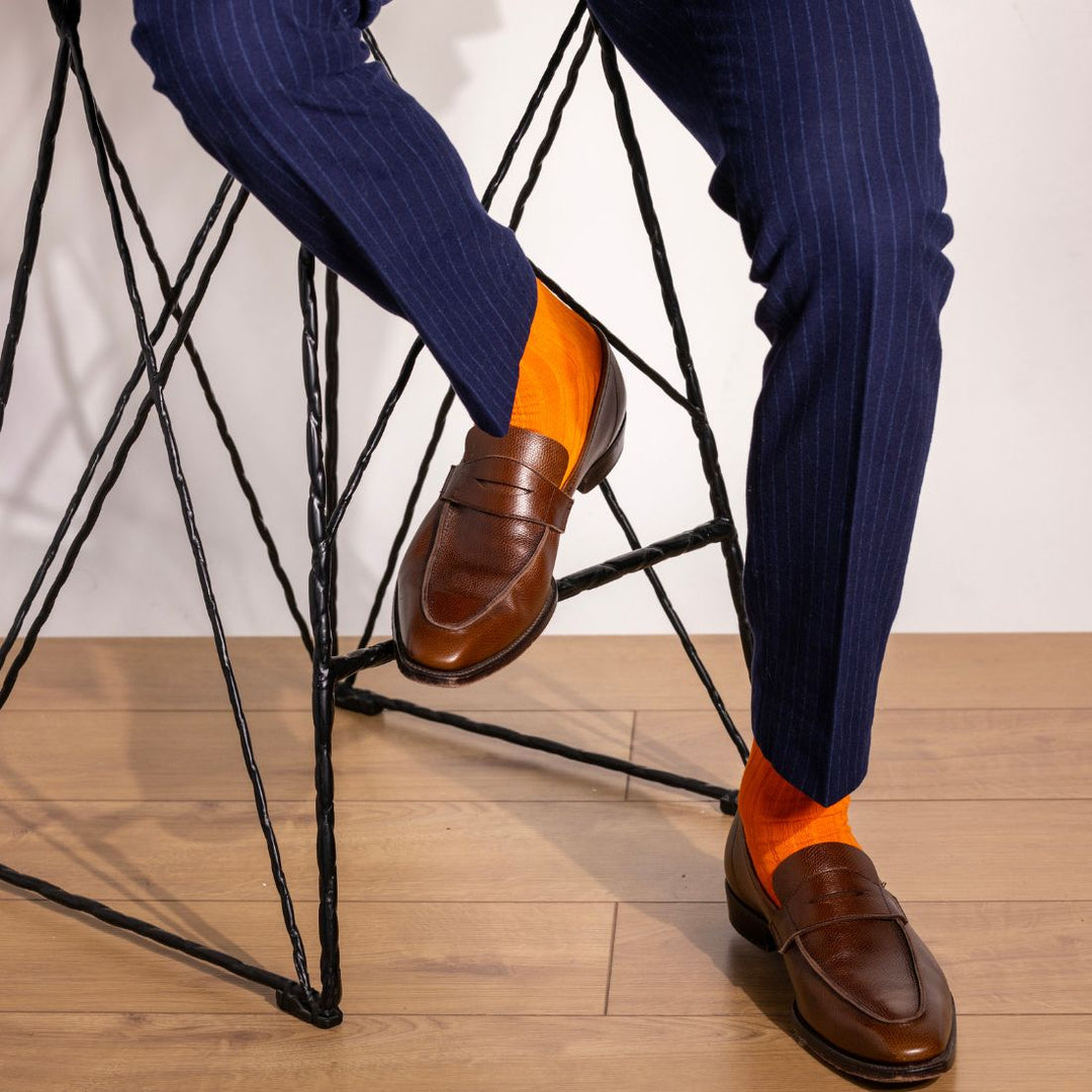 Tangerine Orange Bamboo Socks (Comfort Cuff)