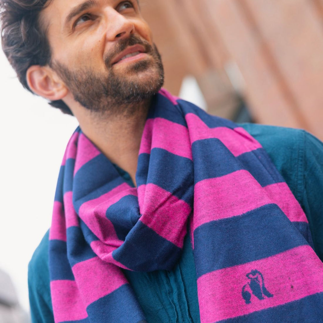 Rich Pink Stripe Bamboo Scarf