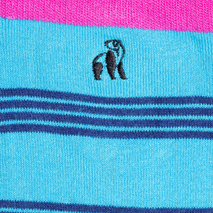 Aqua & Pink Striped Bamboo Socks