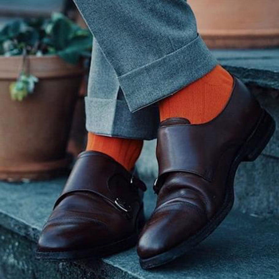 Tangerine Orange Bamboo Socks (Comfort Cuff)