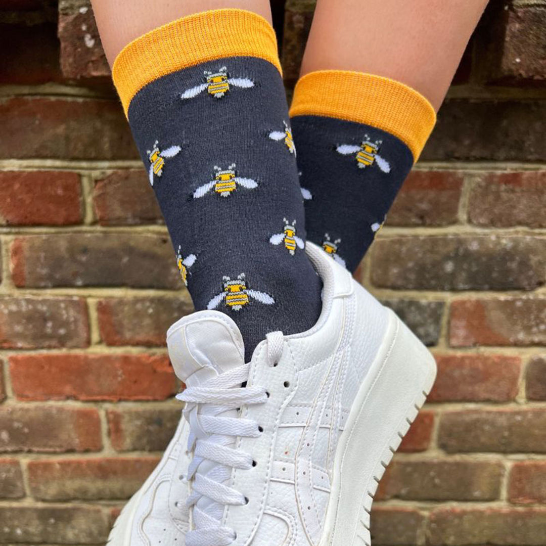 Navy Bumblebee Bamboo Socks