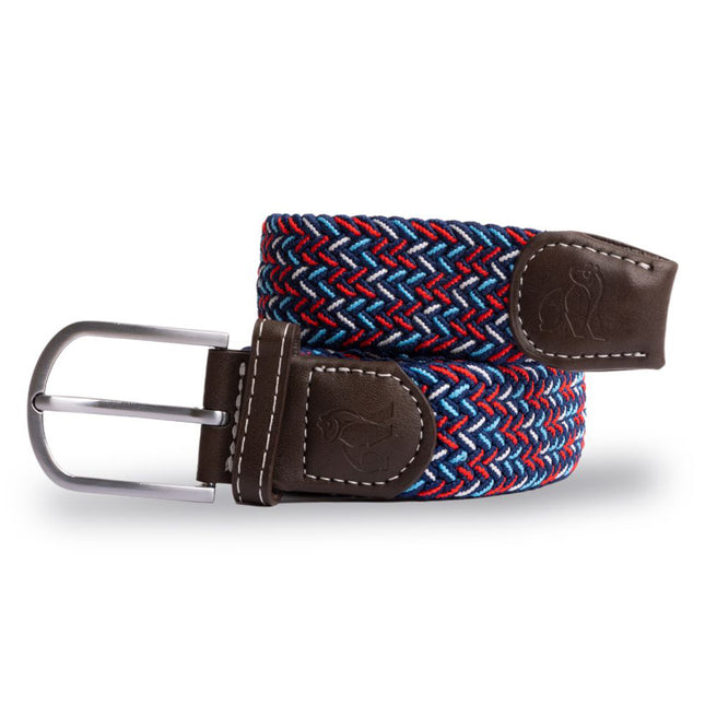 Patterned Recycled Woven Belts - Woven Belt - Blue / Red / White Dot