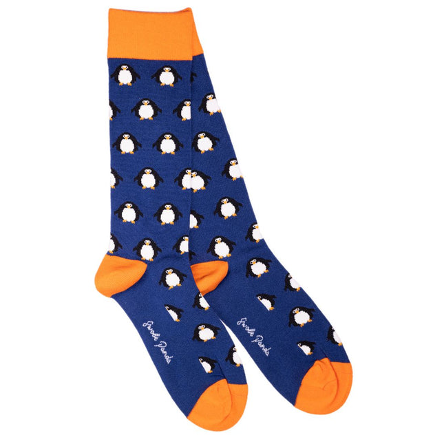 Gifts for Him - Navy Penguin Bamboo Socks