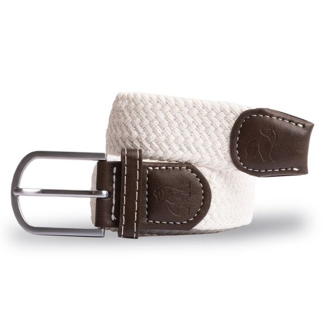 Womens Elastic Belt - Woven Belt - Cream