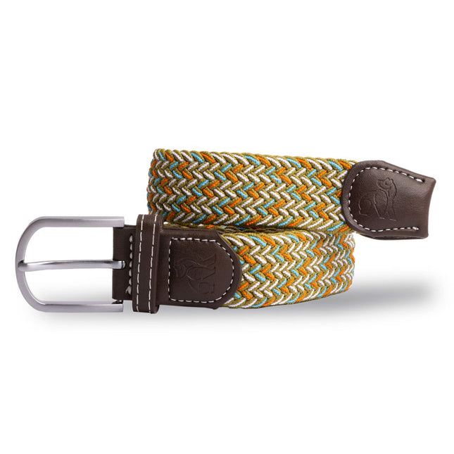 Womens Woven Belts - Woven Belt - Khaki and Blue Dot