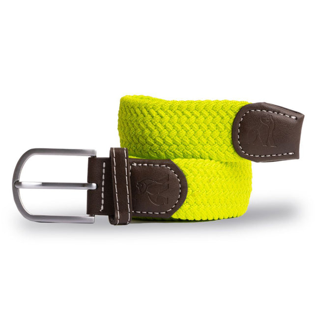 Mens Elastic Stretch Belt - Woven Belt - Lime Green