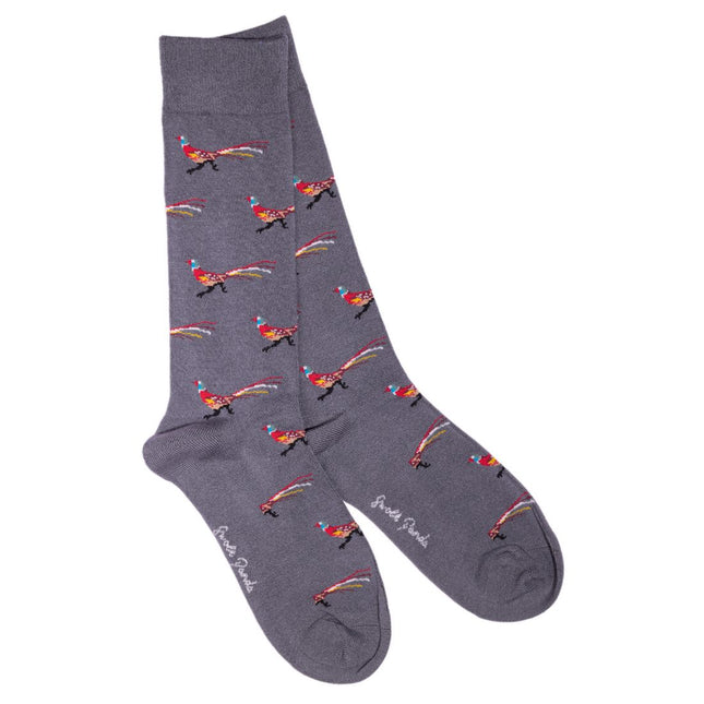 Funky Mens Socks - Grey Pheasant Bamboo Socks