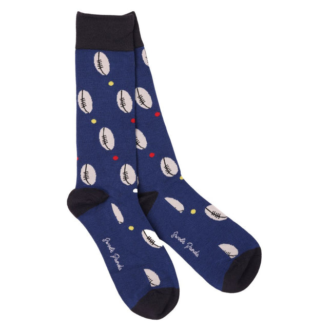 Funky Mens Socks - Rugby Ball Bamboo Socks