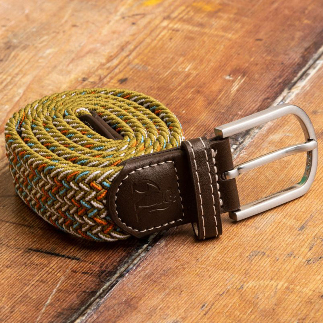 Woven Belt - Khaki and Blue Dot