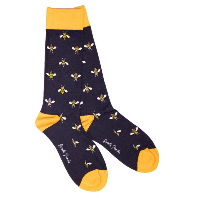 Comfort Cuff Bamboo Socks - Navy Bumblebee Bamboo Socks (Comfort Cuff)