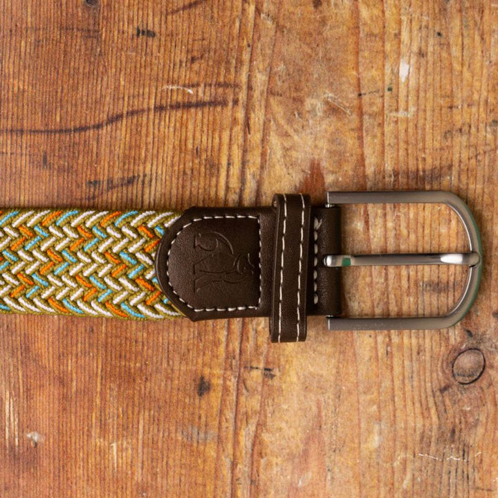 Woven Belt - Khaki and Blue Dot