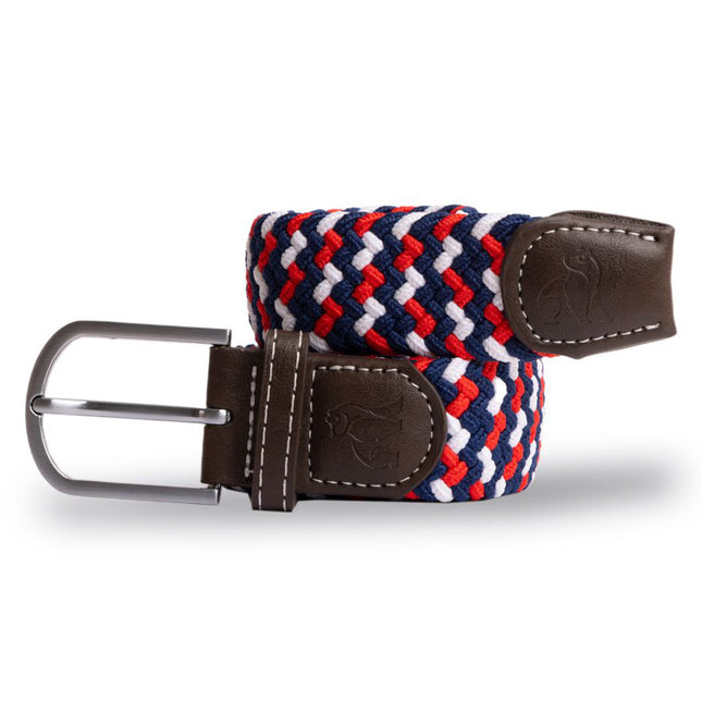 Patterned Recycled Woven Belts - Woven Belt - Blue / Red / White Zigzag