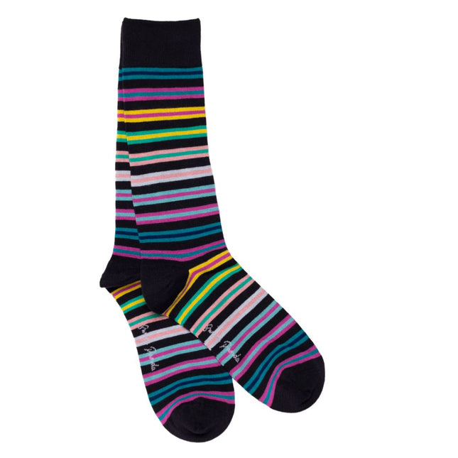 Womens Bamboo Socks - Navy Multi Striped Bamboo Socks