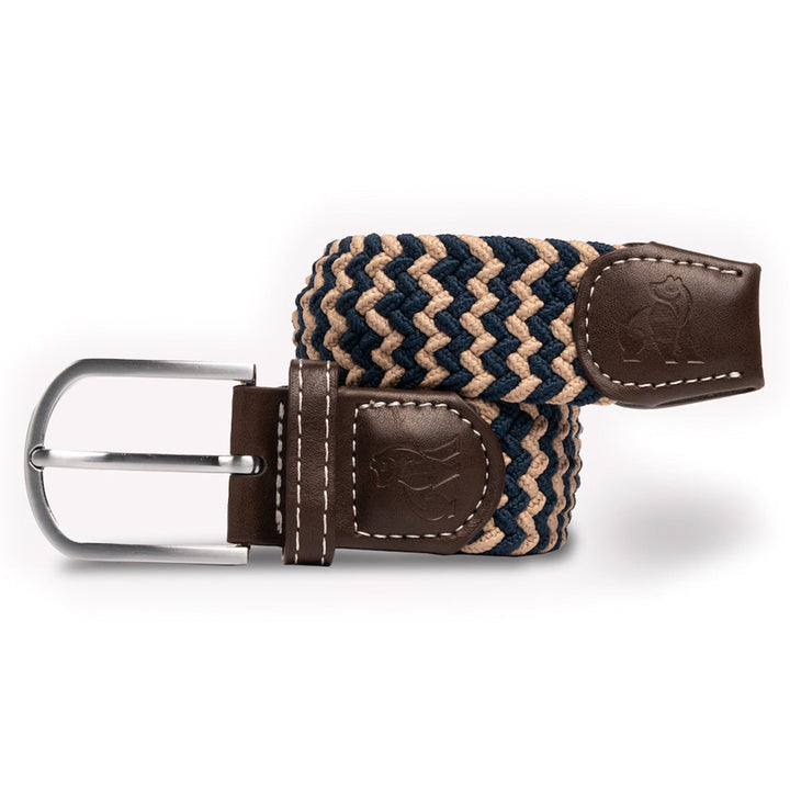 Woven Belt - Beige / Blue Zigzag