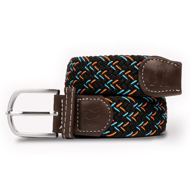 Patterned Recycled Woven Belts - Woven Belt - Black / Orange & Blue Dot